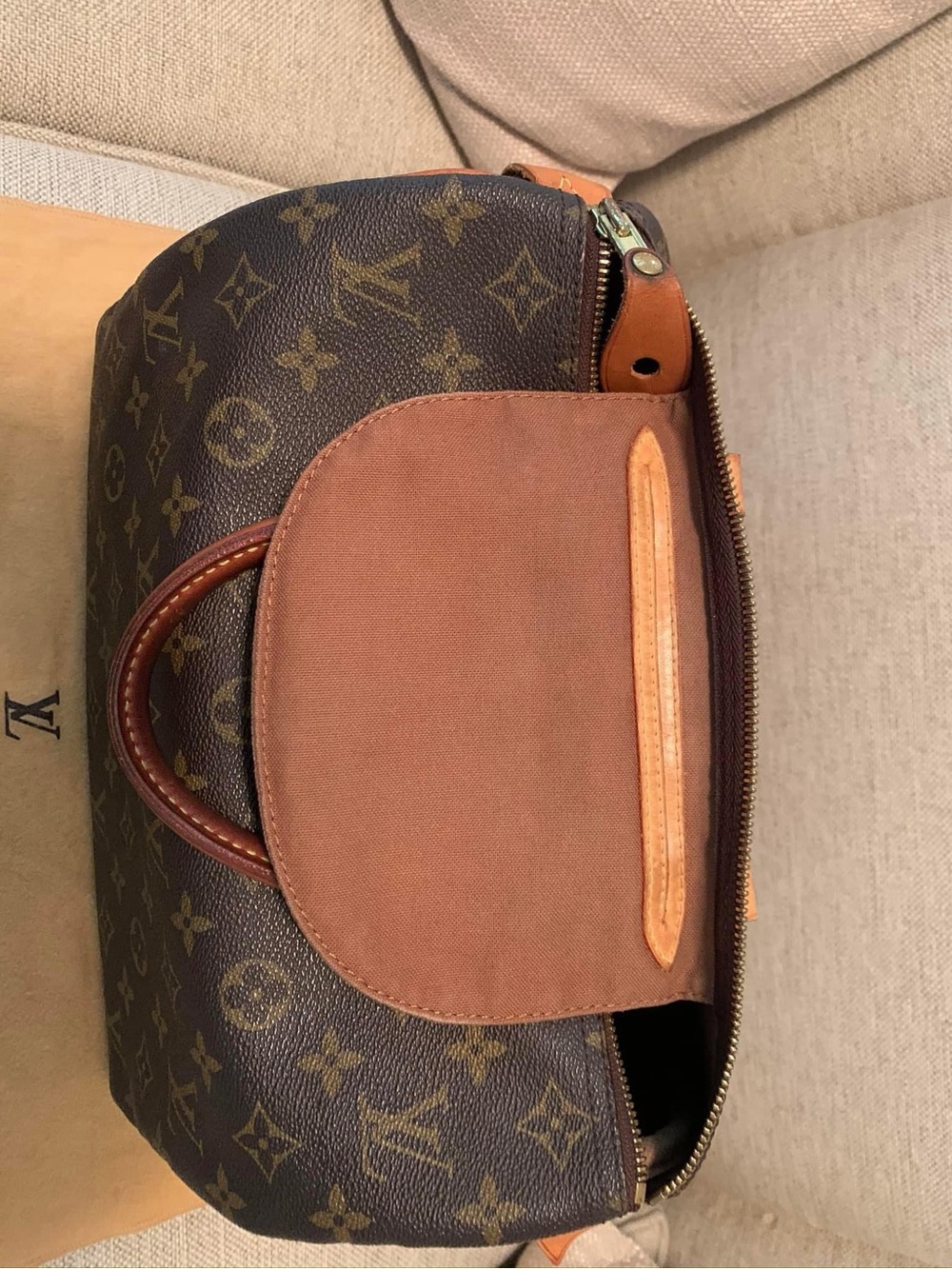 Louis Vuitton Monogram Speedy Handbag in Brown and Tan - Picture 6 of 7